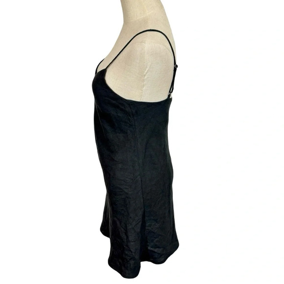 MATE the Label Linen Mini Slip Dress in Black 100% Linen - Picture 4 of 11